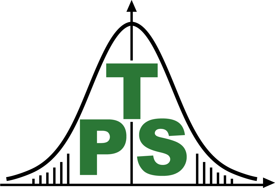 Logo PTS - Wykres sinusoidalny z wpisanym zielonym skrótem literowym PTS