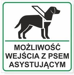 Piktogram pies asystujący - możliwość wejścia z psem asystujacym